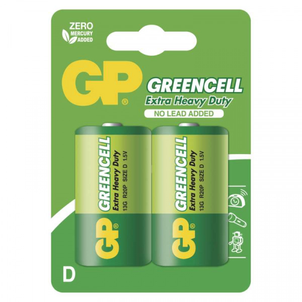 Zinková baterie GP Greencell D (R20)