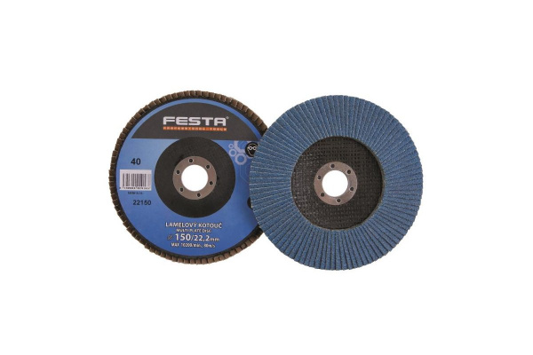 Kotouč lamelový brusný na kov a nerez, Ø 150 x 22,23 mm, zrnitost 40, FESTA