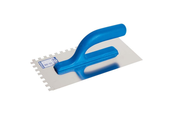 Hladítko nerez, zub 12 mm, 270 x 130 mm, plastová otevřená rukojeť M