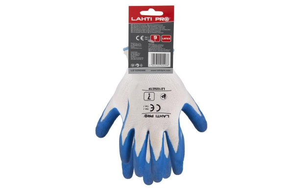 Rukavice LATEX, modro-bílé, vel. 9, LAHTI PRO