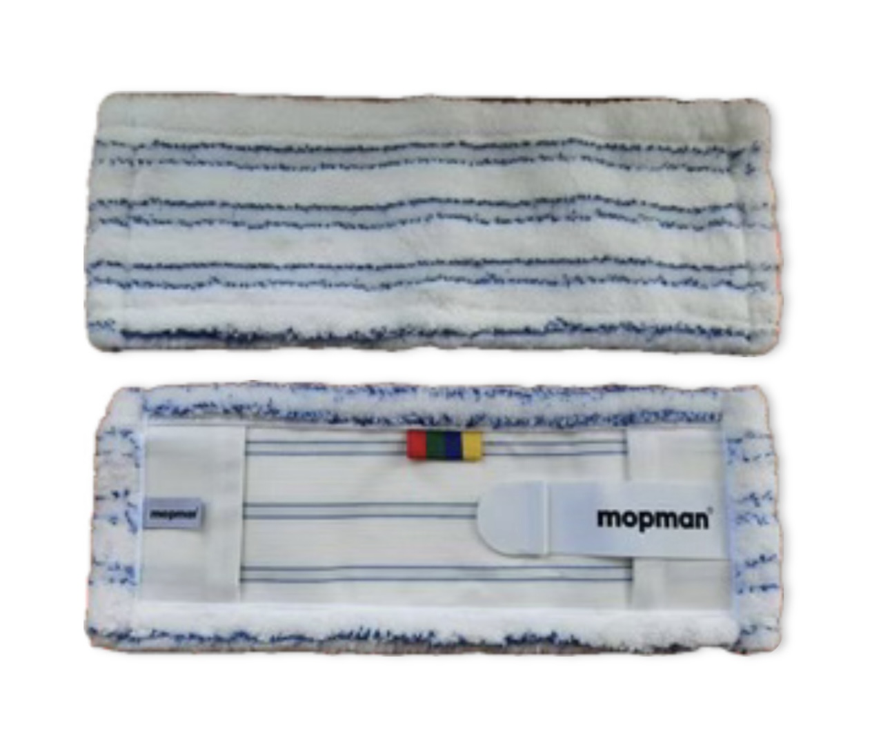 Mopman STRIP 40 mop na podlahu z mikrovlákna s modrými abrasivními pruhy pro držák 40 cm (kapsový + dlouhý jazyk)
