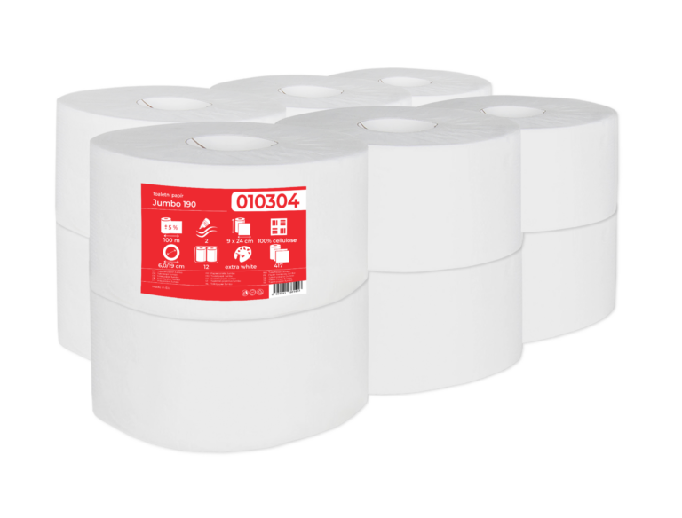 Toaletní papír v roli Jumbo PrimaSoft 190mm, 100m, 2 vrstvý, celulóza, 12ks v balení
