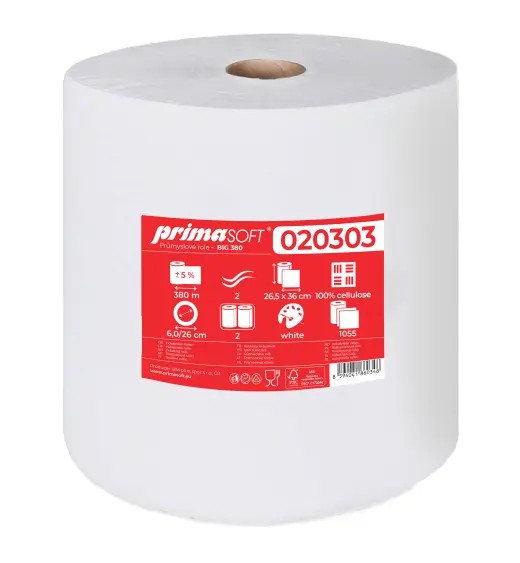 Ručník v roli BIG 380 PRIMASOFT, 380M, 2VR., CEL., BÍLÁ, ⌀26CM, 2ks v balení