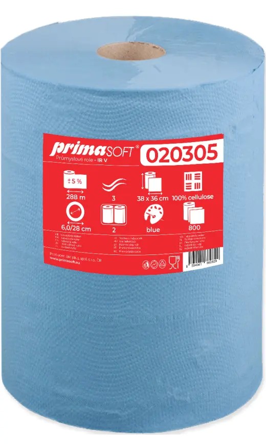 Ručník v roli PRIMASOFT, 288M, 3VR., CEL., MODRÁ, ⌀28CM, 1ks v balení