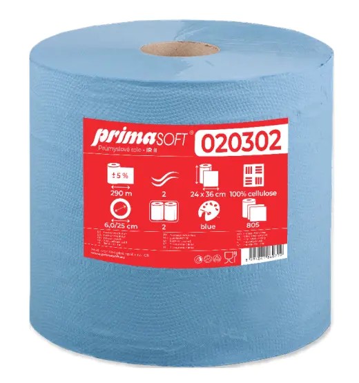 Ručník v roli PRIMASOFT, 290M, 2VR., CEL., MODRÁ, ⌀25CM, 2ks v balení