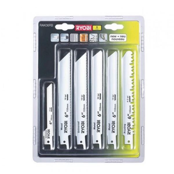 Ryobi RAK06RB - 6ks sada plátků do šavlových pil